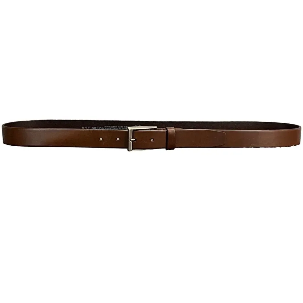 Dockers Brown Genuine Leather Square Silver Buckle Dressy Belt Men 38